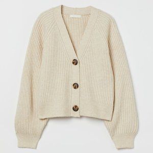 BRAND NEW Rib Knit Cream Cardigan (Size: XS)